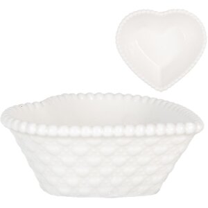 Clayre & Eef 6CEBO0203S Keramik Herzschale 8x8x3 cm 25 ml Weiß