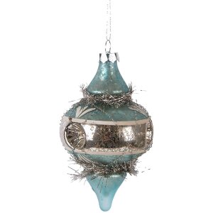 Clayre & Eef 65997 Weihnachtsanhänger Glas Blau...