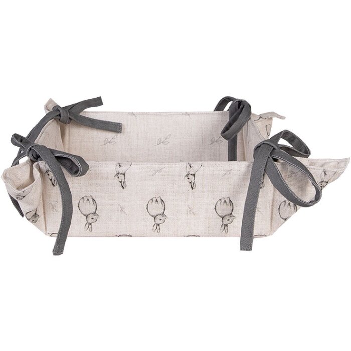 Clayre & Eef BNS47 Brotkörbchen 35x35x8 cm Beige Grau mit Hasenmotiv