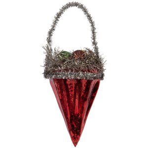 Clayre & Eef Pandantiv Crăciun sticlă roșu argint...