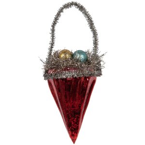 Clayre & Eef Pandantiv Crăciun sticlă roșu argint...