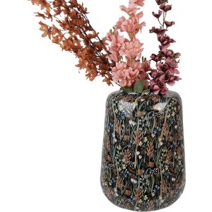 Clayre & Eef 65886 Vaza decorativa Fier Negru Brown Ø 31x40 cm Design botanic