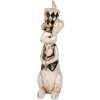 Clayre & Eef Deko-Kaninchen Hasenfigur Vintage Weiß Schwarz Gold 12x14x38 cm