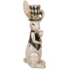 Clayre & Eef Deko-Kaninchen Hasenfigur Vintage Weiß Schwarz Gold 12x14x38 cm