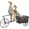 Clayre & Eef Dekoration Kaninchen auf Fahrrad Landhausstil 28x12x23 cm