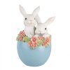 Clayre & Eef Deko Kaninchen im Ei Osterfigur Weiß Blau 13x12x21 cm