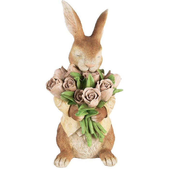 Clayre & Eef Dekoration Kaninchen Polyresin Braun Beige 19x23x39 cm Landhaus