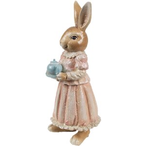 Clayre & Eef Decorațiune Iepure Polyresin Brown Roz...