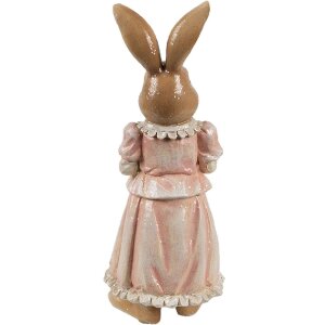 Clayre & Eef Decorațiune Iepure Polyresin Brown Roz 11x11x26 cm Stil rustic