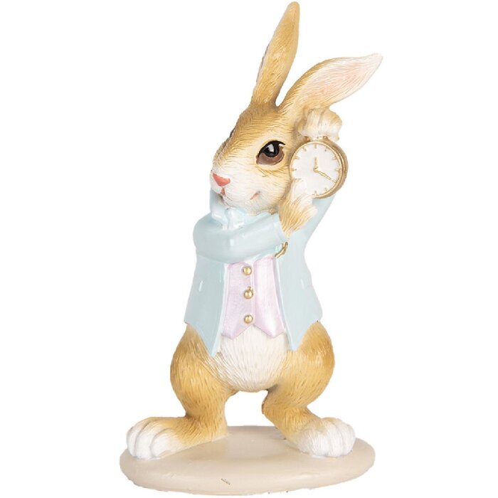 Clayre & Eef Deko-Kaninchen Landhausstil Blau 9x7x15 cm