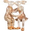 Clayre & Eef Dekofigur Hasenpaar Gold Beige 32x17x35 cm