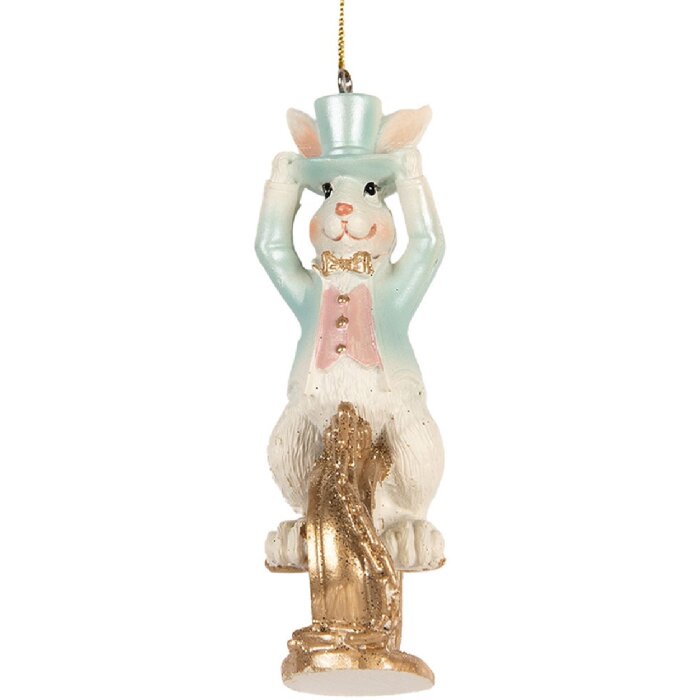 Clayre & Eef 6PR5711 Decorațiune pandantiv iepure agățat 4x4x10 cm