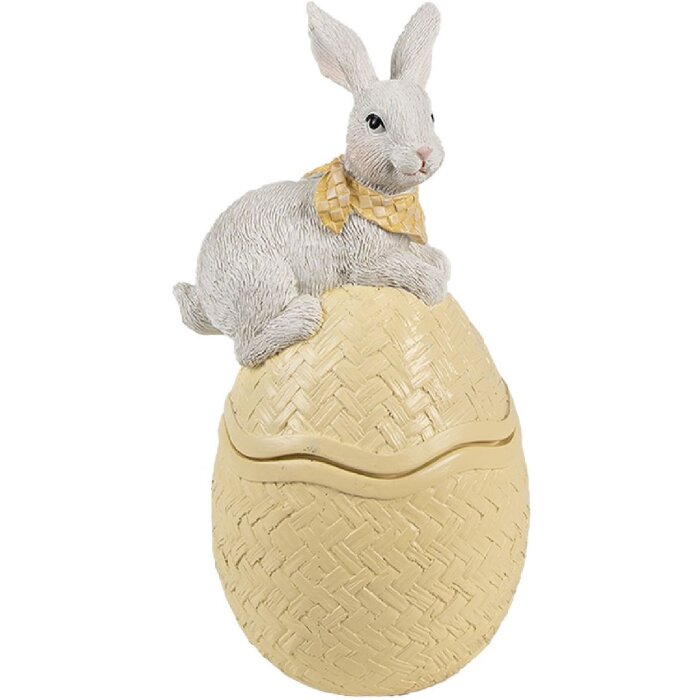 Clayre & Eef 6PR5129 Schale mit Deckel Osterhase auf Osterei Gelb 11x10x20 cm