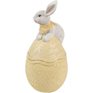 Clayre & Eef 6PR5129 Schale mit Deckel Osterhase auf Osterei Gelb 11x10x20 cm