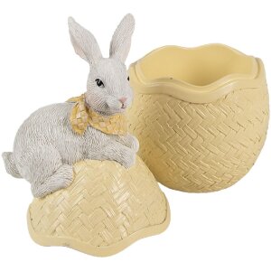 Clayre & Eef 6PR5129 Schale mit Deckel Osterhase auf Osterei Gelb 11x10x20 cm