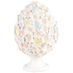 Clayre & Eef Deko-Ei Blumenmuster Weiß Rosa...