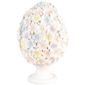 Clayre & Eef Deko-Ei Blumenmuster Weiß Rosa...