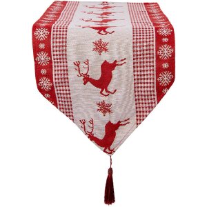 Clayre & Eef KT065.009 Ruletă de masă 33x180 cm Roșu...