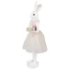 Clayre & Eef Dekoration Kaninchen Weiß Rosa 20x17x76 cm Polyresin Osterdeko