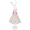 Clayre & Eef Dekoration Kaninchen Weiß Rosa 20x17x76 cm Polyresin Osterdeko