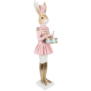 Clayre & Eef Dekoration Kaninchen Beige Rosa Gold 79 cm Polyresin