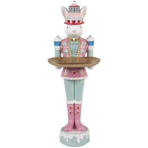 Clayre & Eef Deko-Kaninchen Polyresin Weiß Rosa...