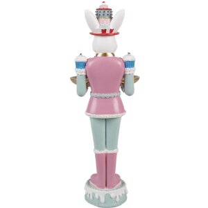 Clayre & Eef Deko-Kaninchen Polyresin Weiß Rosa Grün 9x8x25 cm
