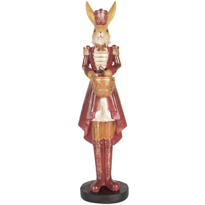 Clayre & Eef Iepure decorativ 48 cm Bej Roșu Decorație de Paște Poliresin Stil de țară