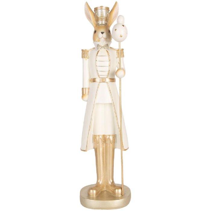 Clayre & Eef Deko-Kaninchen Beige Gold 47 cm Osterdekoration Landhausstil