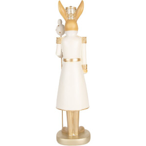 Clayre & Eef Deko-Kaninchen Beige Gold 47 cm Osterdekoration Landhausstil