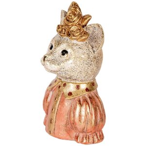 Clayre & Eef 6PR5077 Dekoration Büste Katze 12x9x18 cm Weiß Rosa Gold