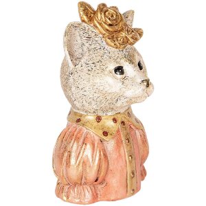 Clayre & Eef 6PR5077 Dekoration Büste Katze 12x9x18 cm Weiß Rosa Gold