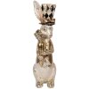Clayre & Eef Deko-Kaninchen Weiß Gold 14x11x38 cm Polyresin Elegant