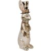 Clayre & Eef Deko-Kaninchen Weiß Gold 14x11x38 cm Polyresin Elegant