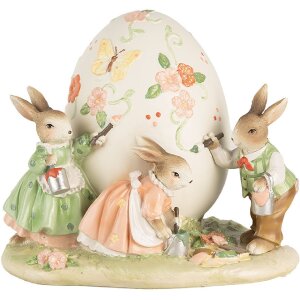 Clayre & Eef Dekofigur Kaninchen mit Osterei 22x17x18...