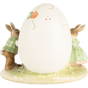 Clayre & Eef Dekofigur Kaninchen mit Osterei 22x17x18 cm Polyresin Landhausstil