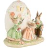 Clayre & Eef Dekofigur Kaninchen mit Osterei 22x17x18 cm Polyresin Landhausstil