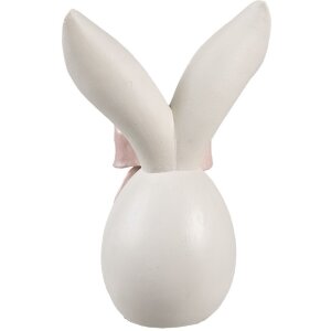 Clayre & Eef Deko Kaninchen Weiß Rosa 12x8x18 cm Polyresin Ostern Frühling