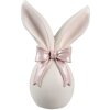 Clayre & Eef Deko Kaninchen Weiß Rosa 12x8x18 cm Polyresin Ostern Frühling