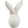 Clayre & Eef Deko Kaninchen Weiß Rosa 12x8x18 cm Polyresin Ostern Frühling