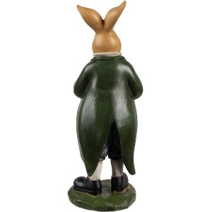 Clayre & Eef Iepure decorativ stil de țară maro verde 8x7x20 cm Poliresină