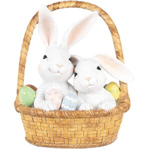 Clayre & Eef Deko Kaninchen im Korb 17x13x20 cm...