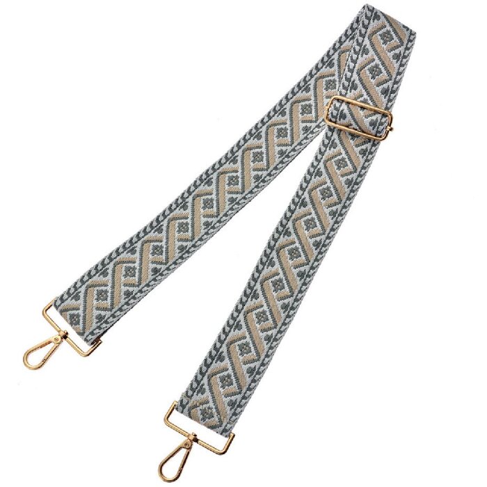 Juleeze JZBS0005 Geantă curea 5x140 cm alb-bej cu carabiniere aurii