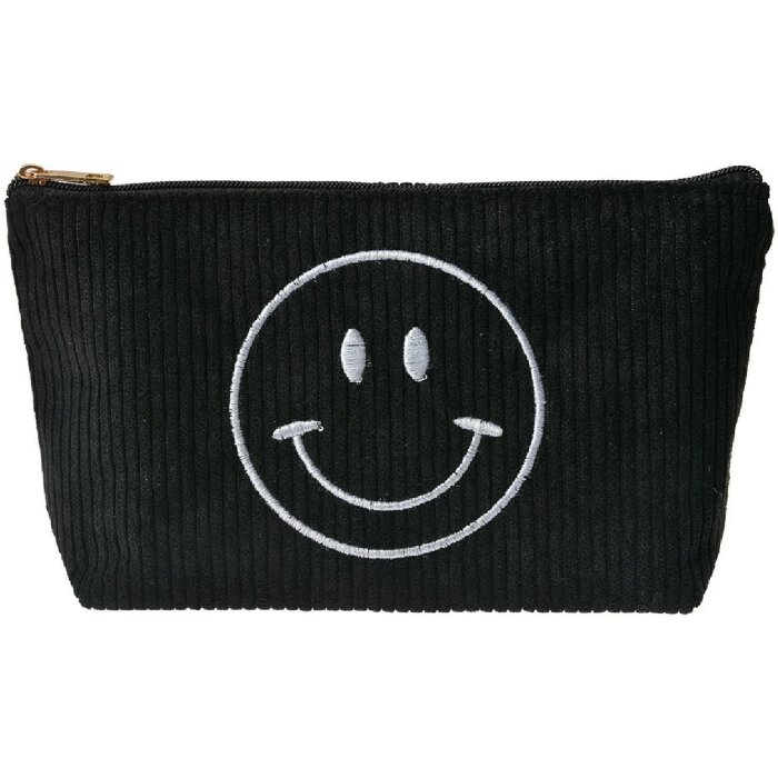 Juleeze JZTB0076 Kulturbeutel Schwarz 20x5x12 cm Smiley Motiv