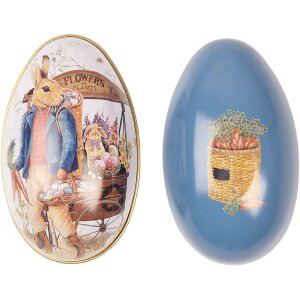 Clayre & Eef Deko-Ei Landhausstil Eisen Weiß Blau 7x11x7 cm