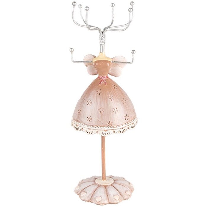 Clayre & Eef 65876 Schmuckständer Beige Ø 7x19 cm Romantisches Design Polyresin