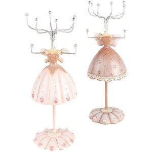 Clayre & Eef 65876 Schmuckständer Beige Ø 7x19 cm Romantisches Design Polyresin