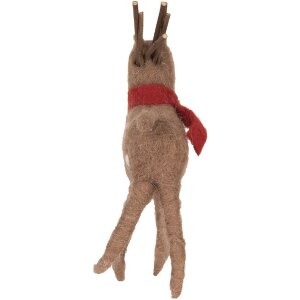 Clayre & Eef Weihnachtsdeko Rentier Braun Rot 14x4x19 cm Landhausstil