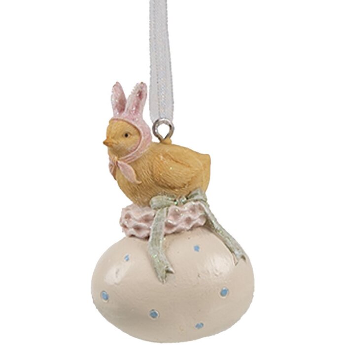 Clayre & Eef Paște pandantiv pui poliresină 4x3x7 cm stil țară