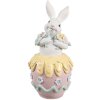 Clayre & Eef Deko-Kaninchen Weiß Rosa Gelb 7x8x16 cm Osterdekoration